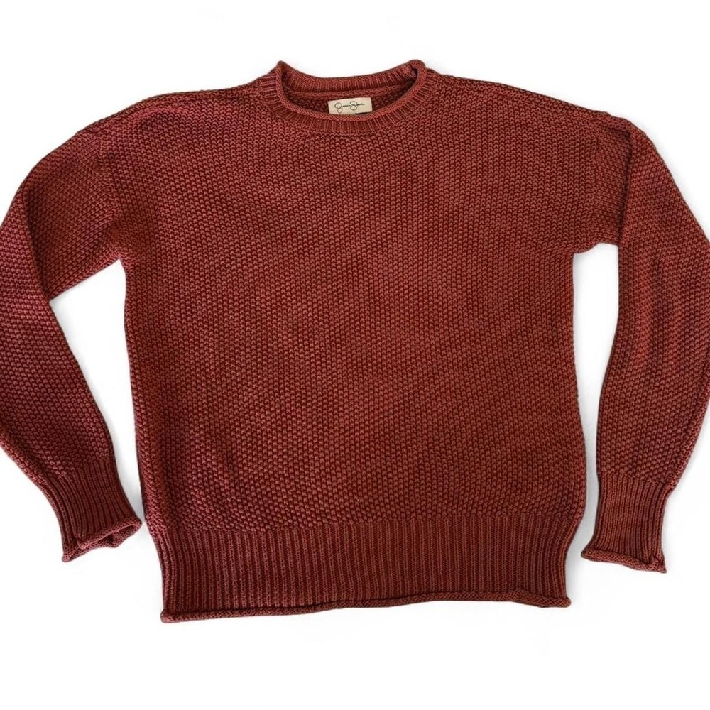 Jessica Simpson Vintage 90s Style Burgundy Crewneck Chunky‎ Knit Sweater - Small